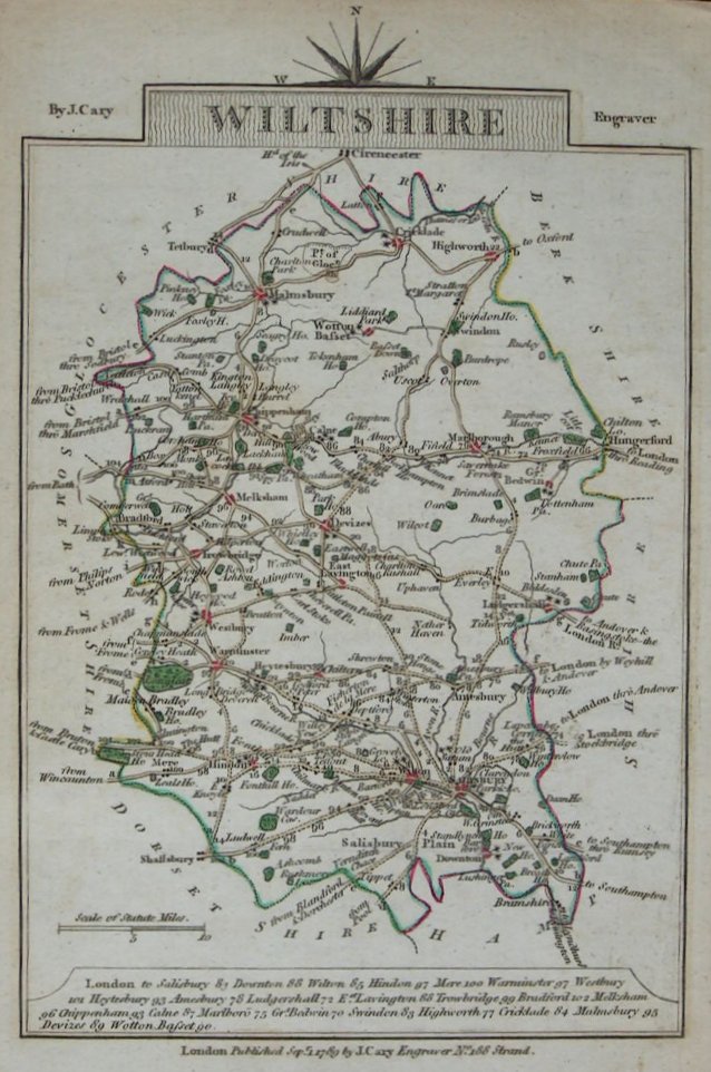 Map of Wiltshire - Cary